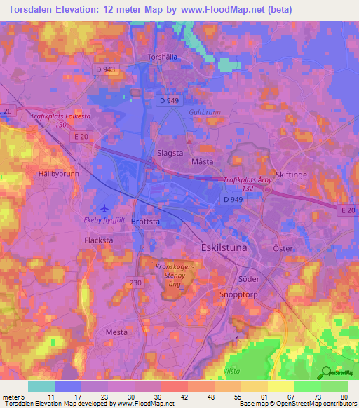 Torsdalen,Sweden Elevation Map