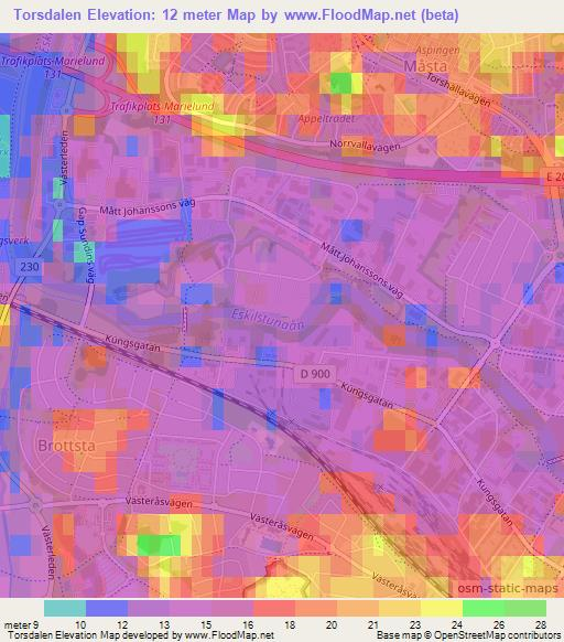 Torsdalen,Sweden Elevation Map