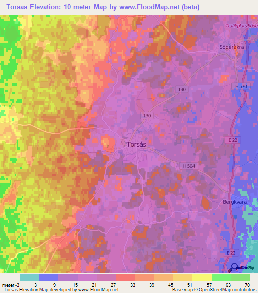 Torsas,Sweden Elevation Map