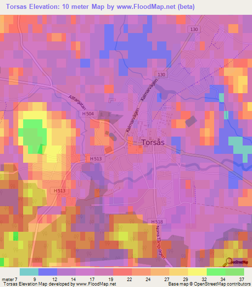 Torsas,Sweden Elevation Map