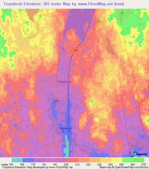 Torpsbruk,Sweden Elevation Map