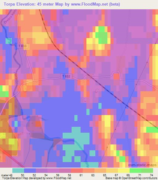 Torpa,Sweden Elevation Map