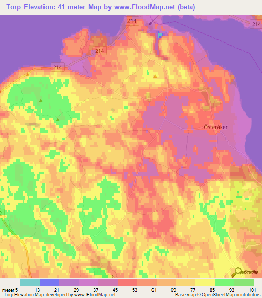 Torp,Sweden Elevation Map