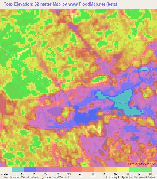 Torp,Sweden Elevation Map