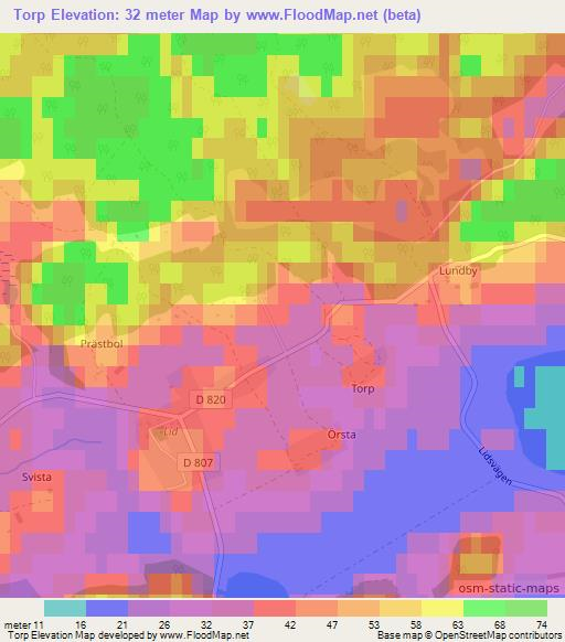 Torp,Sweden Elevation Map