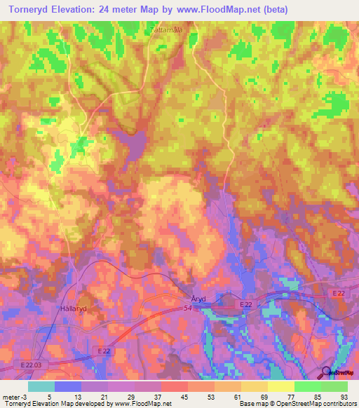 Torneryd,Sweden Elevation Map