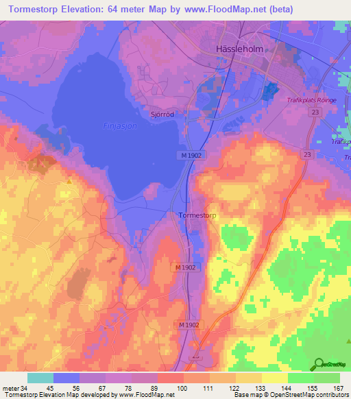 Tormestorp,Sweden Elevation Map