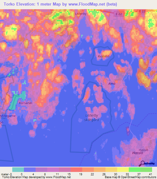 Torko,Sweden Elevation Map