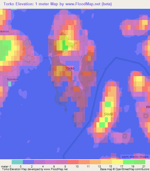 Torko,Sweden Elevation Map