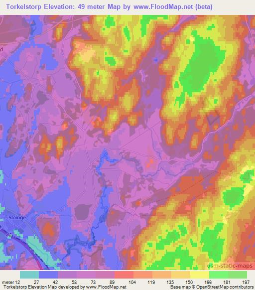 Torkelstorp,Sweden Elevation Map