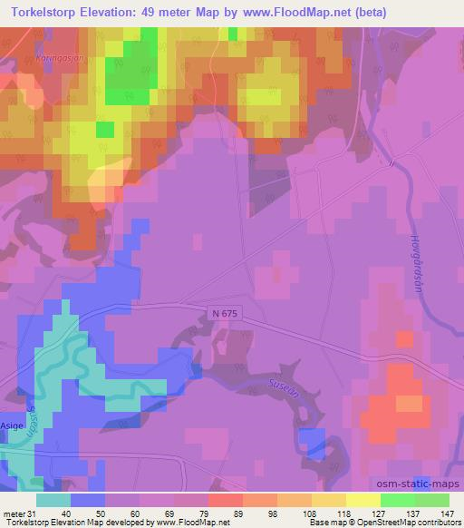 Torkelstorp,Sweden Elevation Map