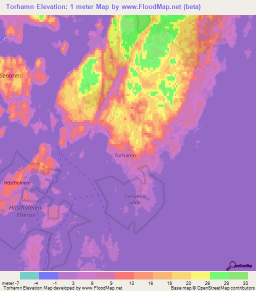 Torhamn,Sweden Elevation Map