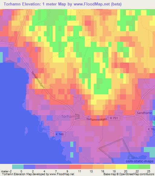 Torhamn,Sweden Elevation Map