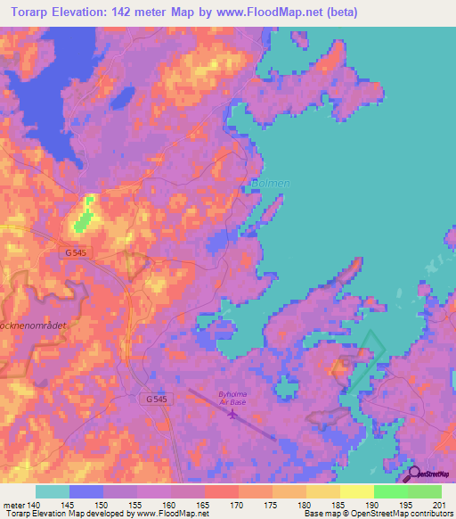 Torarp,Sweden Elevation Map