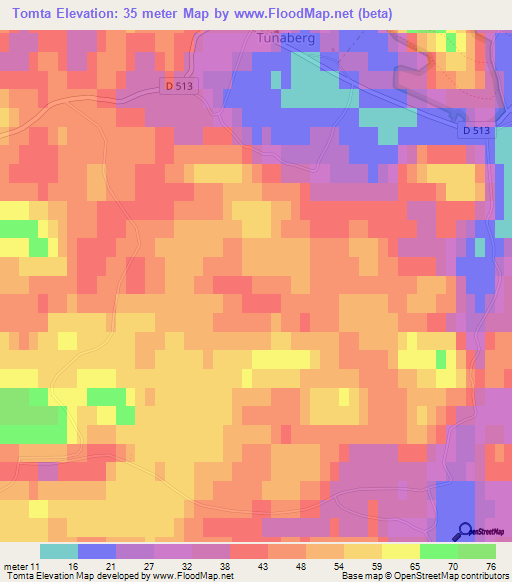 Tomta,Sweden Elevation Map