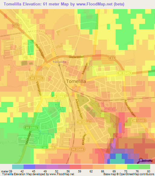 Tomelilla,Sweden Elevation Map