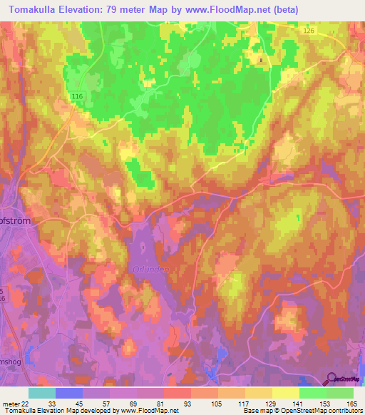 Tomakulla,Sweden Elevation Map