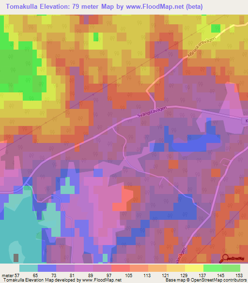Tomakulla,Sweden Elevation Map