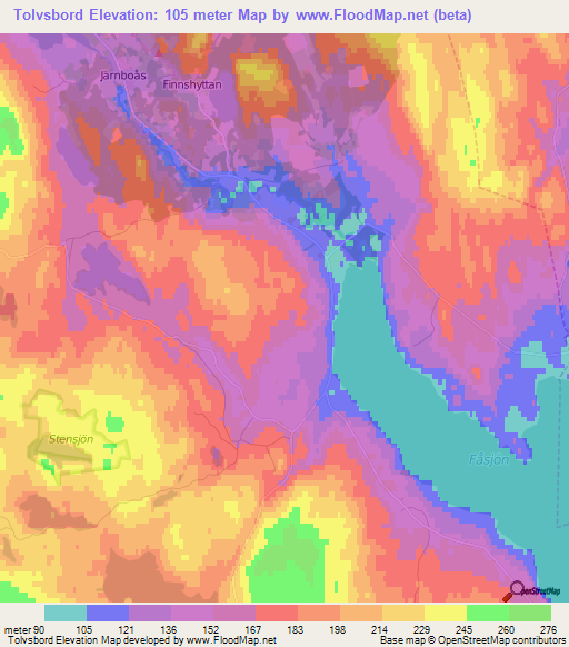 Tolvsbord,Sweden Elevation Map