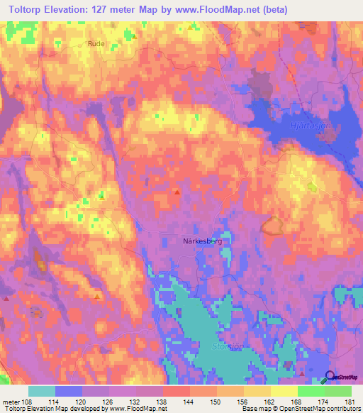 Toltorp,Sweden Elevation Map