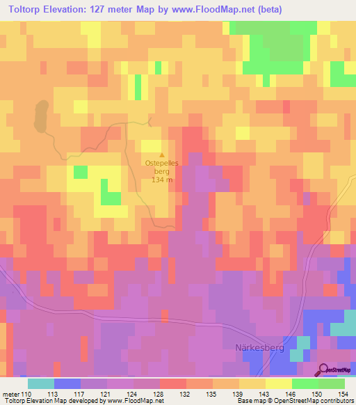 Toltorp,Sweden Elevation Map