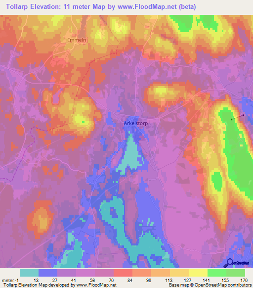 Tollarp,Sweden Elevation Map