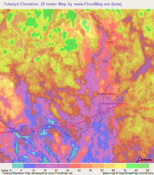 Tokaryd,Sweden Elevation Map