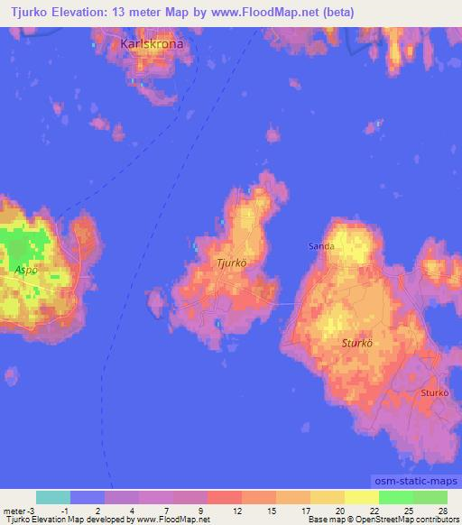 Tjurko,Sweden Elevation Map