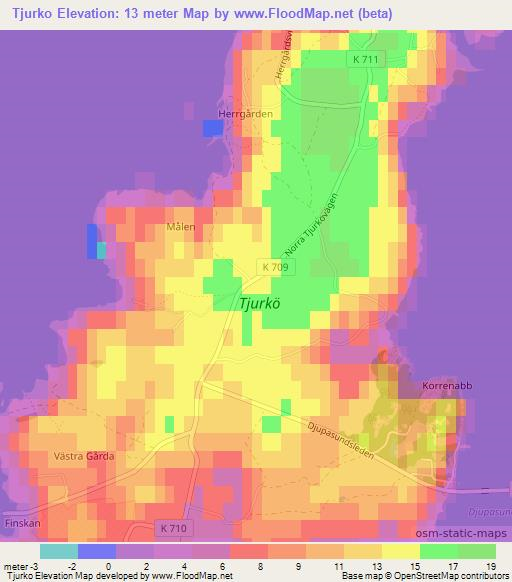 Tjurko,Sweden Elevation Map