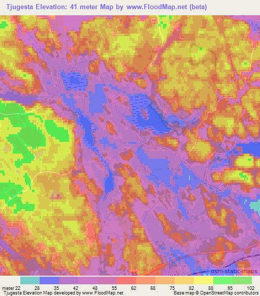 Tjugesta,Sweden Elevation Map