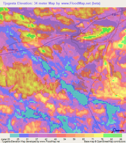 Tjugesta,Sweden Elevation Map