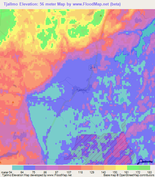 Tjallmo,Sweden Elevation Map