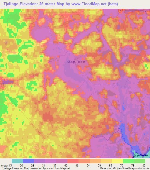 Tjalinge,Sweden Elevation Map