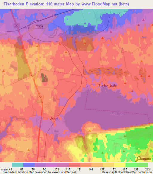 Tisarbaden,Sweden Elevation Map