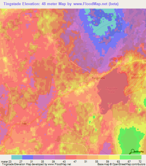 Tingstade,Sweden Elevation Map