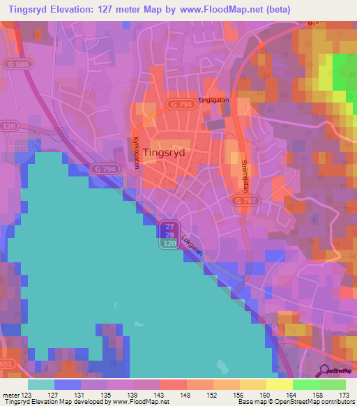 Tingsryd,Sweden Elevation Map