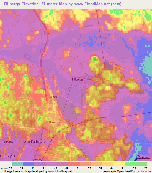 Tillberga,Sweden Elevation Map