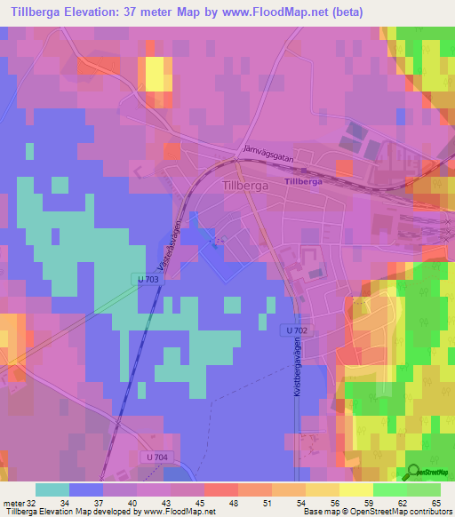 Tillberga,Sweden Elevation Map