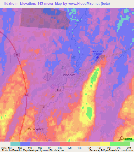 Tidaholm,Sweden Elevation Map