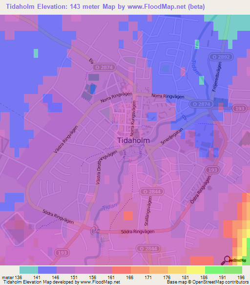 Tidaholm,Sweden Elevation Map