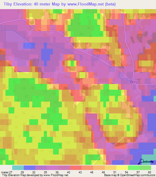 Tiby,Sweden Elevation Map