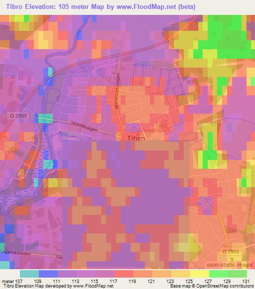 Tibro,Sweden Elevation Map