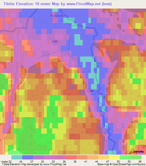 Tibble,Sweden Elevation Map