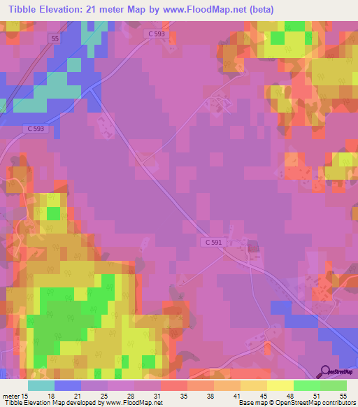 Tibble,Sweden Elevation Map