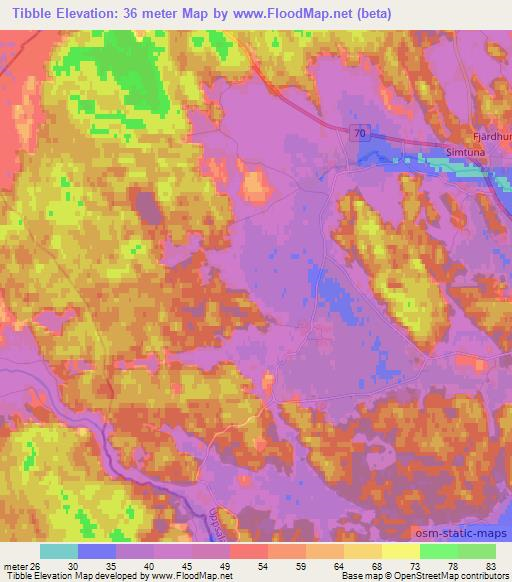 Tibble,Sweden Elevation Map