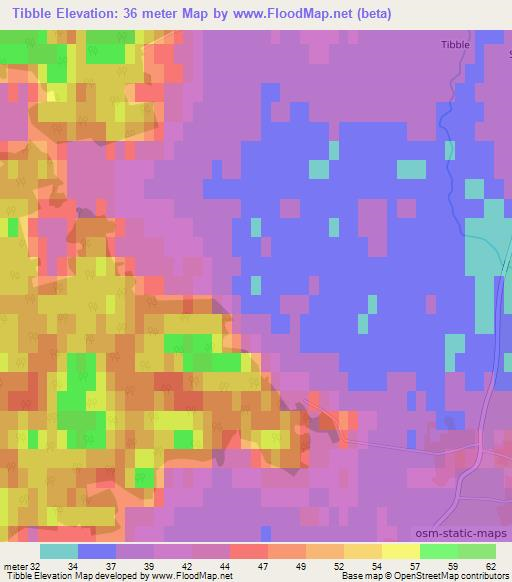 Tibble,Sweden Elevation Map