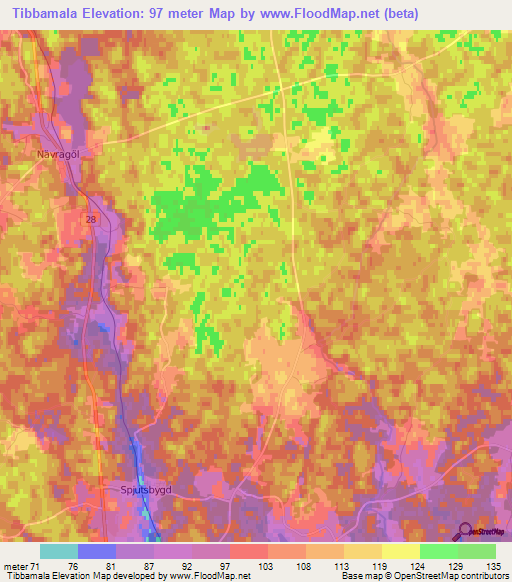 Tibbamala,Sweden Elevation Map