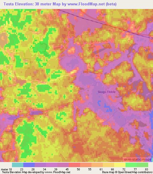 Testa,Sweden Elevation Map