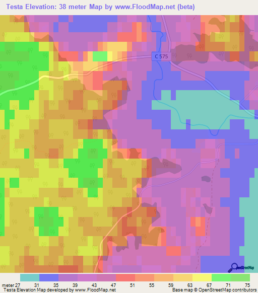 Testa,Sweden Elevation Map