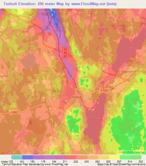 Tenhult,Sweden Elevation Map